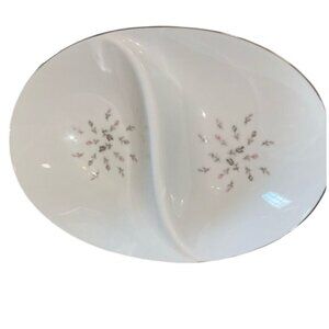 Vintage Petite Bouquet Oval Divided Serving Dish 12" Floral Design Fine China Ma